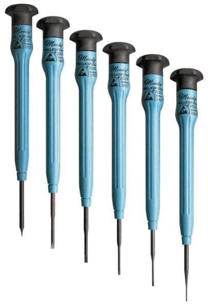 Moody Tools - 6 Piece Slotted Screwdriver Set - Round Shank, Multi Handle - Apex Tool & Supply