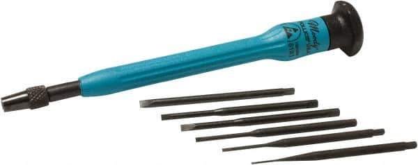 Moody Tools - 7 Piece Slotted Screwdriver Set - Round Shank, Single Handle, Blade Sizes: Width 0.025, 0.04, 0.055, 0.07, 0.08 & 0.1 - Apex Tool & Supply
