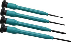 Moody Tools - 4 Piece JIS & Phillips Screwdriver Set - Round Shank, Multi Handle, Bit Sizes: Philips JIS: #000 to #00, Phillips: #0 to #1 - Apex Tool & Supply