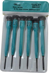 Moody Tools - 6 Piece Torx Screwdriver Set - Round Shank, Multi Handle, Bit Sizes: Torx T3, T4, T5, T6, IP8 & IP10 - Apex Tool & Supply