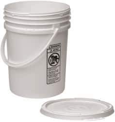 Made in USA - 5.5 Gallon Closure Capacity, Screw On Closure, White Drum Pail - Polyethylene, UN 12H2/Y24/S - Apex Tool & Supply
