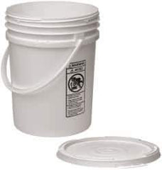 Made in USA - 5.5 Gallon Closure Capacity, Screw On Closure, White Drum Pail - Polyethylene, UN 12H2/Y24/S - Apex Tool & Supply