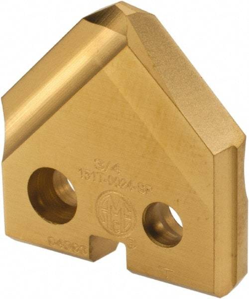 Allied Machine and Engineering - 3/4" Diam x 5/32" Thick, Seat Code 1, 90° Included Angle Spade Drill Insert - TiN Coated, Cobalt, Series T-A - Apex Tool & Supply
