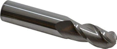 Accupro - 11/16" Diam, 1-1/2" LOC, 3 Flute Solid Carbide Ball End Mill - Uncoated, Single End, 4" OAL, 3/4" Shank Diam, Spiral Flute - Apex Tool & Supply