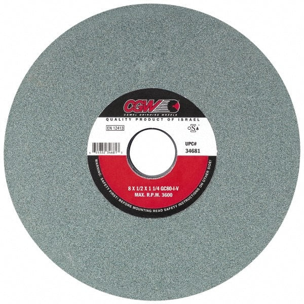 Camel Grinding Wheels - 8" Diam x 1-1/4" Hole x 1/2" Thick, I Hardness, 80 Grit Surface Grinding Wheel - Apex Tool & Supply