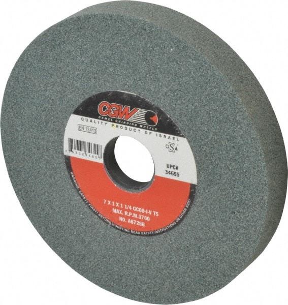 Camel Grinding Wheels - 7" Diam x 1-1/4" Hole x 1" Thick, I Hardness, 60 Grit Surface Grinding Wheel - Silicon Carbide, Type 5, Medium Grade, 3,760 Max RPM, Vitrified Bond, One-Side Recess - Apex Tool & Supply