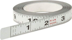 Starrett - 12 Ft. Long x 1/2 Inch Wide, 1/32 and 1/16 Inch Graduation, White, Steel Adhesive Tape Measure - Apex Tool & Supply
