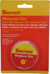 Starrett - 6 Ft. Long x 3/4 Inch Wide, 1/32 and 1/16 Inch Graduation, White, Steel Adhesive Tape Measure - Apex Tool & Supply