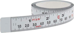 Starrett - 6 Ft. Long x 3/4 Inch Wide, 1/16 Inch Graduation, White, Steel Adhesive Tape Measure - Apex Tool & Supply