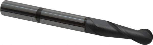Niagara Cutter - 1/4" Diam, 3/4" LOC, 2 Flute Solid Carbide Ball End Mill - Diamond Finish, Single End, 2-1/2" OAL, 1/4" Shank Diam, Spiral Flute - Apex Tool & Supply
