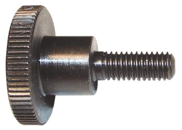 Morton Machine Works - M4x0.70 Knurled Shoulder Grade C-1018 Steel Thumb Screw - 34.5mm OAL, 16mm Head Diam x 3.5mm Head Height - Apex Tool & Supply