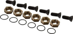 Kurt - 15/16" Aluminum Bronze Hex, 3/8-16 Stud Thread, Symmetrical Hex Clamp - 5/16" Hex Height, 2,200 Lb Holding Force, Alloy Steel Stud, 1" Long Thread, 30 Ft/Lb Torque, 6 Clamps - Apex Tool & Supply