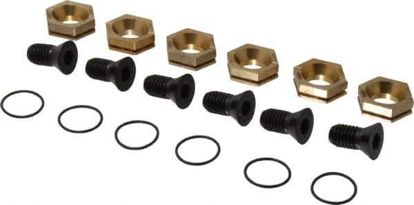 Kurt - 1-1/8" Aluminum Bronze Hex, 1/2-13 Stud Thread, Symmetrical Hex Clamp - 3/8" Hex Height, 2,600 Lb Holding Force, Alloy Steel Stud, 1.25" Long Thread, 83 Ft/Lb Torque, 6 Clamps - Apex Tool & Supply