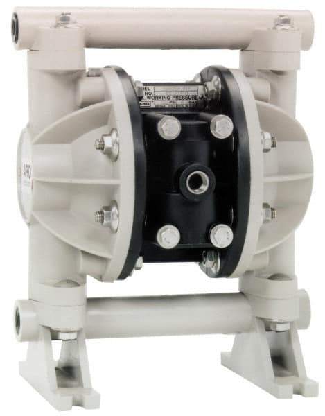 ARO/Ingersoll-Rand - 1/2" NPT, Nonmetallic, Air Operated Diaphragm Pump - PTFE Diaphragm, Polypropylene Housing - Apex Tool & Supply