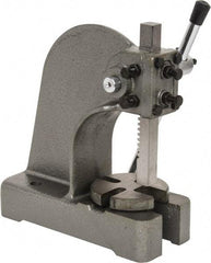 Interstate - 3/4" Ram, 3-1/4" Throat Depth, 1/2 Ton Manual Arbor Press - 4-1/2" Max Work Height x 6-1/2" Max Work Width, Single Leverage, 4" Base Width x 9-1/2" Base Depth - Apex Tool & Supply