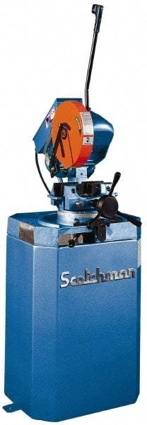 Scotchman - 2 Cutting Speeds, 10-3/4" Blade Diam, Cold Saw - 30 & 60 RPM Blade Speed, Floor Machine, 3 Phase, Compatible with Ferrous Material - Apex Tool & Supply
