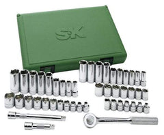 SK - 47 Piece 3/8" Drive Deep Well Socket Set - 6 Points, 1/4" to 7/8" (6mm to 19mm) Range, Inch/Metric Measurement Standard - Apex Tool & Supply