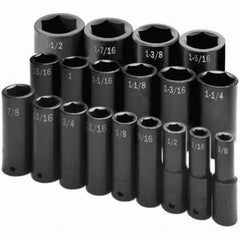 SK - 1/2" Drive Deep Impact Socket Set - 3/8 to 1-1/2", Inch Measurement Standard - Apex Tool & Supply