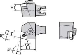 Kennametal - Right Hand Cut, Size KM25, CN.. Insert Compatiblity, External Modular Turning & Profiling Cutting Unit Head - 16mm Ctr to Cutting Edge, 30mm Head Length, Through Coolant, Series Kenloc - Apex Tool & Supply