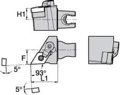 Kennametal - Left Hand Cut, Size KM25, DNMG 432 Insert Compatiblity, External Modular Turning & Profiling Cutting Unit Head - 16mm Ctr to Cutting Edge, 30mm Head Length, Through Coolant, Series Kenloc - Apex Tool & Supply