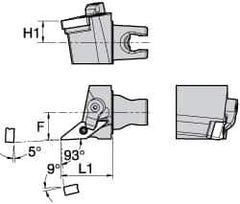 Kennametal - Left Hand Cut, Size KM25, VN.. Insert Compatiblity, External Modular Turning & Profiling Cutting Unit Head - 16mm Ctr to Cutting Edge, 30mm Head Length, Through Coolant, Series Kenloc - Apex Tool & Supply