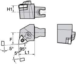Kennametal - Left Hand Cut, Size KM25, WN.. Insert Compatiblity, External Modular Turning & Profiling Cutting Unit Head - 22mm Ctr to Cutting Edge, 30mm Head Length, Through Coolant, Series Kenloc - Apex Tool & Supply