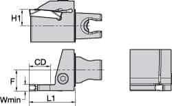 Kennametal - A4..03.. Insert, 30mm Head Length, 3mm Min Groove Width, Modular Grooving Cutting Unit Head - Left Hand Cut, System Size KM25, Series A4 - Apex Tool & Supply