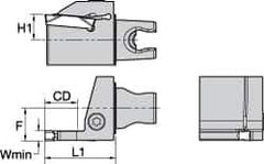Kennametal - A4..04.. Insert, 30mm Head Length, 4mm Min Groove Width, Modular Grooving Cutting Unit Head - Left Hand Cut, System Size KM25, Series A4 - Apex Tool & Supply