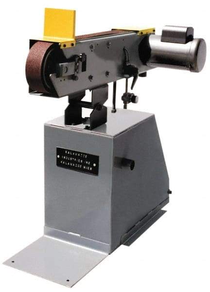 Kalamazoo - 90 Inch Long x 3 Inch Wide Belt Grinder - 2 hp, 220 Volts, Horizontal Belt, 6,900 Ft. per Min Belt Speed - Apex Tool & Supply