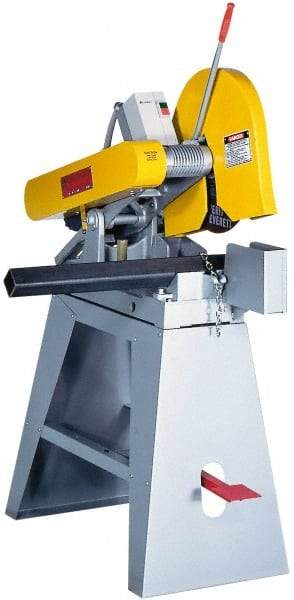 Everett - 14 or 16" Blade Diam, 1" Arbor Hole, Straight Chop & Cutoff Saw - 3 Phase, 10 hp, 230 Volts, 2" in Solids at 90° - Apex Tool & Supply