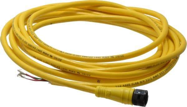 Brad Harrison - 4 Amp, 1/2-20 UNF Female Straight to Pigtail Cordset Sensor and Receptacle - 250 VAC/VDC, 3.70m Cable Length, IP67 Ingress Rating - Apex Tool & Supply