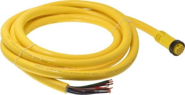 Brad Harrison - 5 Amp, Female Straight to Pigtail Cordset Sensor and Receptacle - 600 Volt, 3.66m Cable Length, IP67 Ingress Rating - Apex Tool & Supply