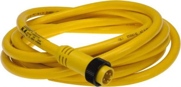 Brad Harrison - 10 Amp, Male Straight to Pigtail Cordset Sensor and Receptacle - 600 Volt, 3.66m Cable Length, IP67 Ingress Rating - Apex Tool & Supply