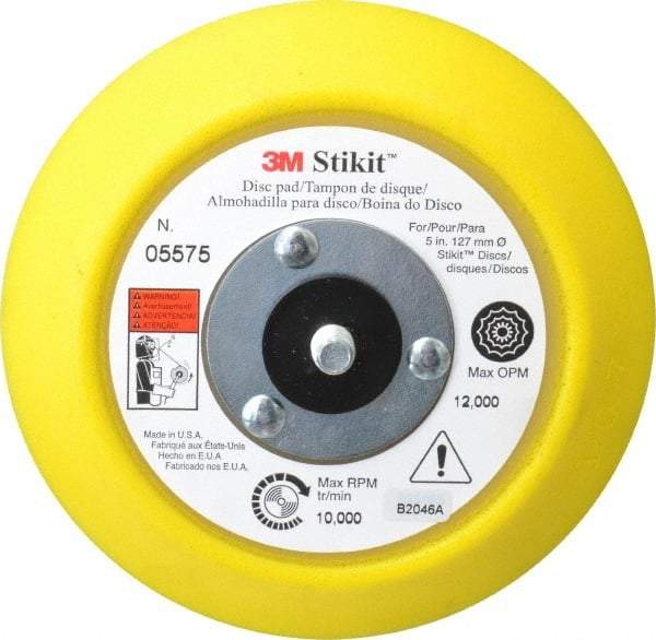 3M - 5" Diam Adhesive/PSA Disc Backing Pad - 3/4" Shank Diam, Medium Density, 10,000 RPM - Apex Tool & Supply
