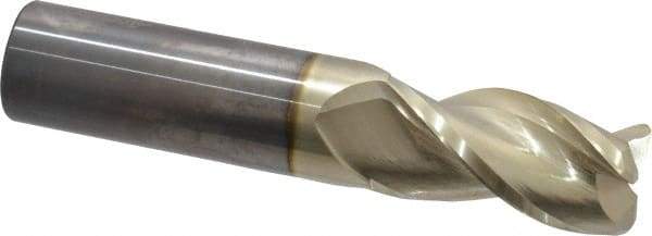 Accupro - 1", 3 Flute, Single End, Solid Carbide, 0.045" Corner Radius End Mill - 5" OAL, 37° Helix, Right Hand Flute, 1-1/4" LOC, Right Hand Cut - Apex Tool & Supply