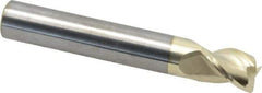 Accupro - 3/8", 3 Flute, Single End, Solid Carbide, 0.045" Corner Radius End Mill - 2-1/2" OAL, 37° Helix, Right Hand Flute, 1/2" LOC, Right Hand Cut - Apex Tool & Supply