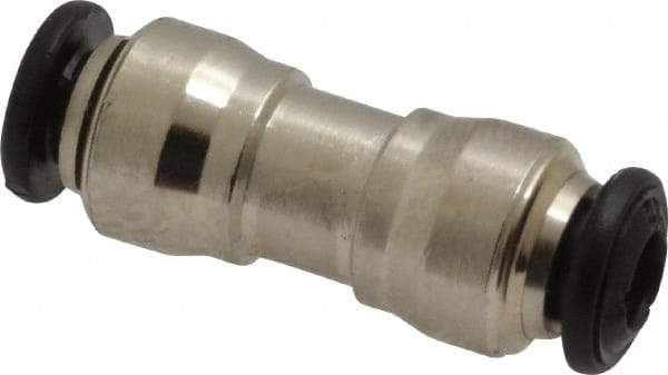 Alpha Technologies - 4mm Outside Diam, Nickel Plated Brass Push-to-Connect Tube Union - 250 Max psi, Tube to Tube Connection, Buna O-Ring - Apex Tool & Supply