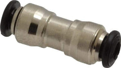Alpha Technologies - 4mm Outside Diam, Nickel Plated Brass Push-to-Connect Tube Union - 250 Max psi, Tube to Tube Connection, Buna O-Ring - Apex Tool & Supply