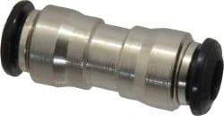 Alpha Technologies - 6mm Outside Diam, Nickel Plated Brass Push-to-Connect Tube Union - 250 Max psi, Tube to Tube Connection, Buna O-Ring - Apex Tool & Supply