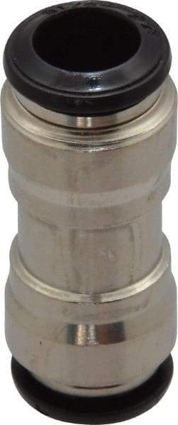 Alpha Technologies - 8mm Outside Diam, Nickel Plated Brass Push-to-Connect Tube Union - 250 Max psi, Tube to Tube Connection, Buna O-Ring - Apex Tool & Supply