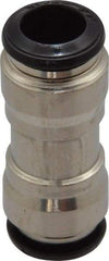 Alpha Technologies - 8mm Outside Diam, Nickel Plated Brass Push-to-Connect Tube Union - 250 Max psi, Tube to Tube Connection, Buna O-Ring - Apex Tool & Supply
