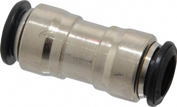 Alpha Technologies - 10mm Outside Diam, Nickel Plated Brass Push-to-Connect Tube Union - 250 Max psi, Tube to Tube Connection, Buna O-Ring - Apex Tool & Supply