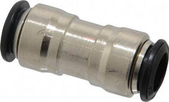 Alpha Technologies - 10mm Outside Diam, Nickel Plated Brass Push-to-Connect Tube Union - 250 Max psi, Tube to Tube Connection, Buna O-Ring - Apex Tool & Supply
