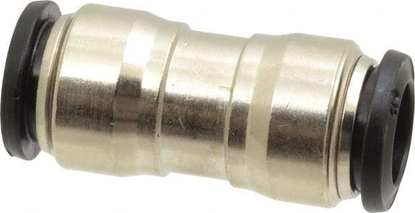 Alpha Technologies - 12mm Outside Diam, Nickel Plated Brass Push-to-Connect Tube Union - 250 Max psi, Tube to Tube Connection, Buna O-Ring - Apex Tool & Supply