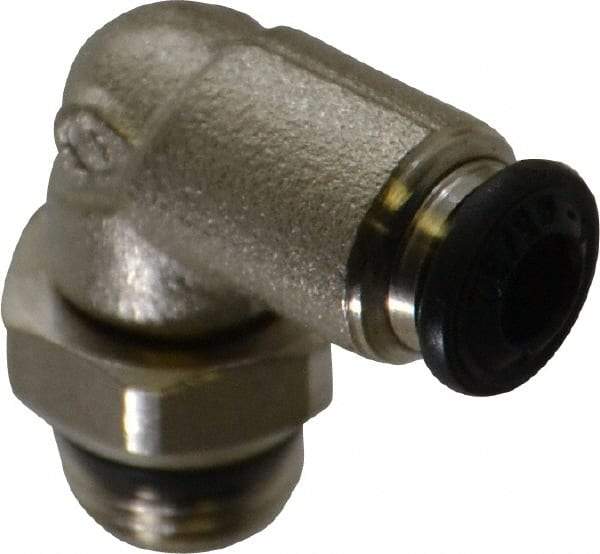 Alpha Technologies - 4mm Outside Diam, 1/8 Universal, Nickel Plated Brass Push-to-Connect Tube Male Swivel Elbow - 250 Max psi, Tube to Universal Thread Connection, Buna O-Ring - Apex Tool & Supply