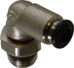 Alpha Technologies - 4mm Outside Diam, 1/8 Universal, Nickel Plated Brass Push-to-Connect Tube Male Swivel Elbow - 250 Max psi, Tube to Universal Thread Connection, Buna O-Ring - Apex Tool & Supply