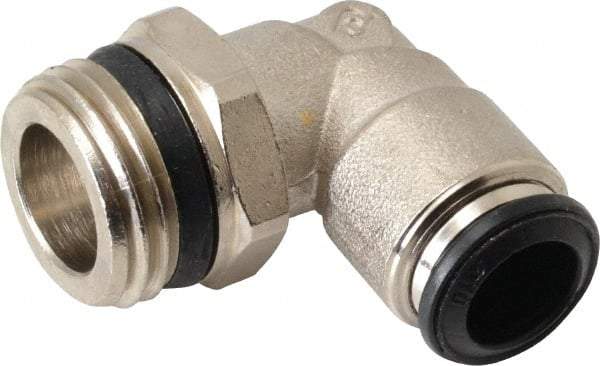 Alpha Technologies - 10mm Outside Diam, 1/2 Universal, Nickel Plated Brass Push-to-Connect Tube Male Swivel Elbow - 250 Max psi, Tube to Universal Thread Connection, Buna O-Ring - Apex Tool & Supply