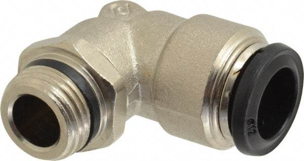Alpha Technologies - 12mm Outside Diam, 3/8 Universal, Nickel Plated Brass Push-to-Connect Tube Male Swivel Elbow - 250 Max psi, Tube to Universal Thread Connection, Buna O-Ring - Apex Tool & Supply