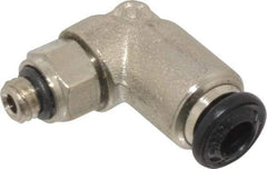 Alpha Technologies - 4mm Outside Diam, M5 Metric, Nickel Plated Brass Push-to-Connect Tube Male Swivel Elbow - 250 Max psi, Tube to Metric Thread Connection, Buna O-Ring - Apex Tool & Supply