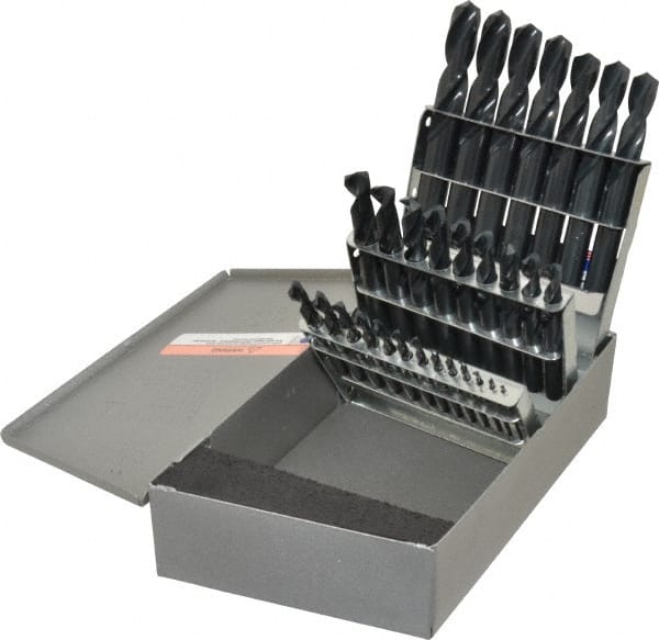 Triumph Twist Drill - 1/16 to 1/2", 135° Point, Oxide Finish, High Speed Steel Screw Machine Length Drill Bit Set - Apex Tool & Supply